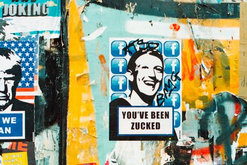 Графити с лика на основателя на Facebook Марк Зукърбърг